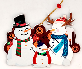 Ξύλινο Χριστουγεννιάτικο στολίδι: Χιονάνθρωποι